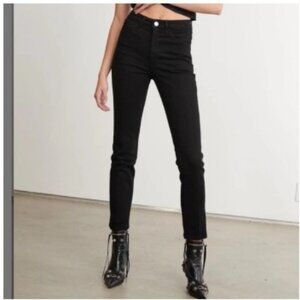 AG the Stevie Ankle Slim Straight in Black Shine